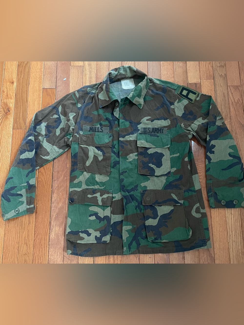Vintage US Army Woodland Camo BDU Jacket Military Shirt Mills Combat Coat Sz M